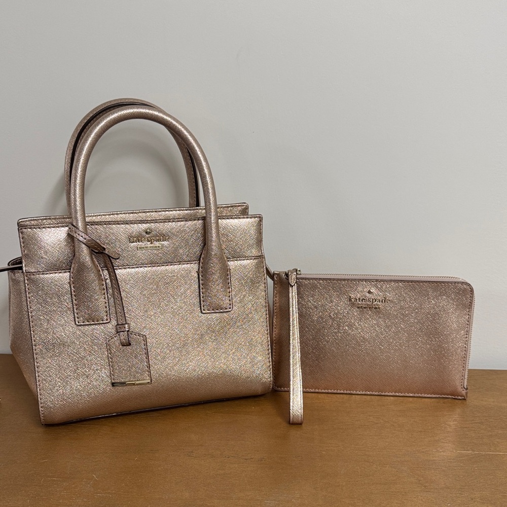 Kate Spade Rose Gold Satchel and Wallet